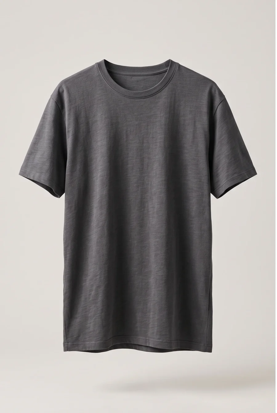 The Essential Tee in Charcoal, front view